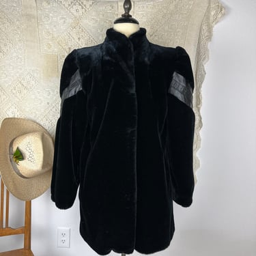 Vintage Penny Lane Style Coat Faux Fur & Leather Coat 