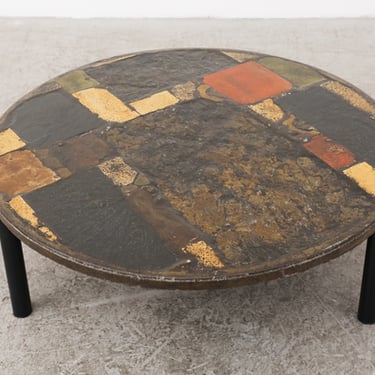 1960's Paul Kingma Glossy Stone Mosaic Coffee Table