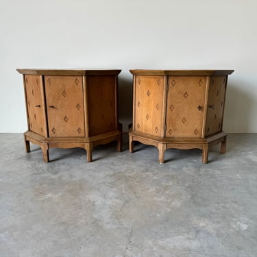 Thomasville “Horizon” Mid Century Stone Top Octagon End Tables- Nightstands - a Pair 