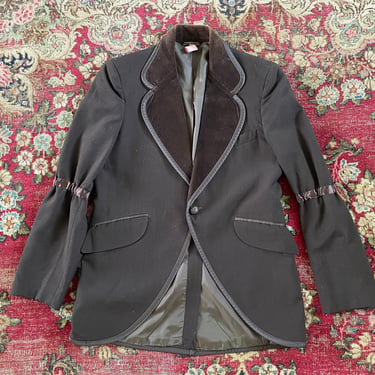 Vintage ‘70s After Six boys’ tuxedo blazer | chocolate brown tuxedo jacket velvet collar, ladies XS 