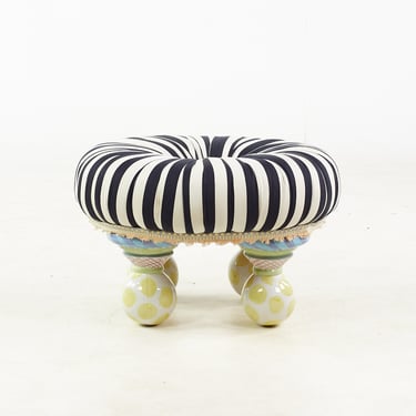 MacKenzie Childs Contemporary Ottoman with Hand Painted Porcelain Legs - Contemporary 
