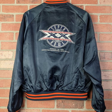 Vintage 1986 Double Sided Chalk Line NFL Chicago Bears ORIGINAL Superbowl Champions Satin Bomber Jacket - Large 