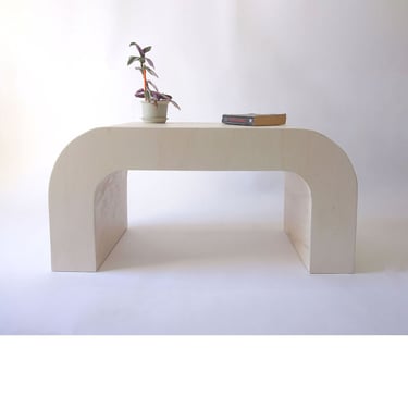 Curve Coffee Table , Horseshoe Coffee Table , Artistic Curved Coffee Table , Modern Curved Coffee Table - WhiteWash 