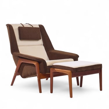 Folke Ohlsson for Dux Mid Century Swedish Profil Lounge Chair and Ottoman - mcm 