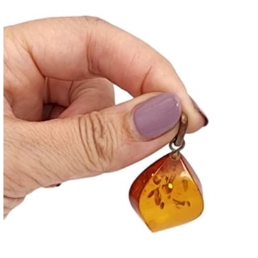 Vintage Amber Pendant Teardrop Shape 