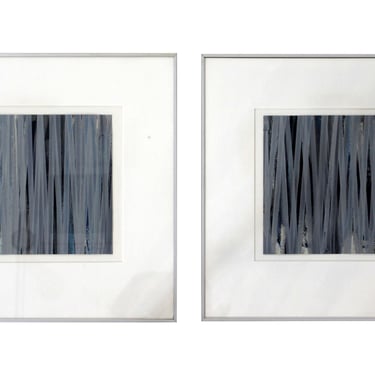 Pair of Contemporary Abstract Paintings on Paper 