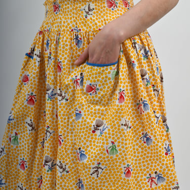 1940s Novelty Dutch People Print Skirt