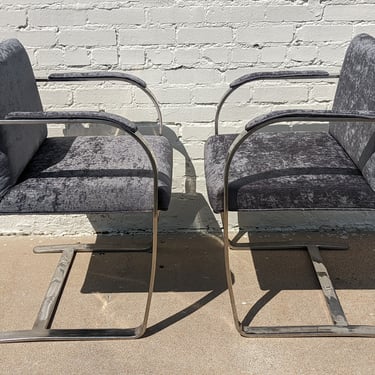 Mid Century Modern Mies Van Der Rohe Flatbar Chairs 