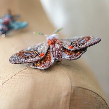 Drepanid Moth Embroidered Pin
