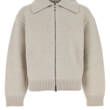 Bottega Veneta Men Light Grey Wool Cardigan