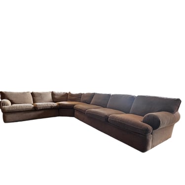 Large Rooled Arm 3 Piece Curved Sectional Tan Tweed  Sofa SS262-21