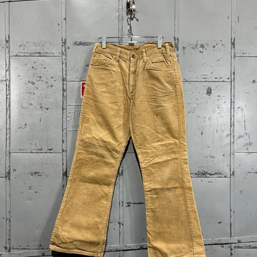 Size 28x28 70s 80s   Big E Levi’s 519 corduroy beige tan  Denim Jeans  fit flare fit bootcut 