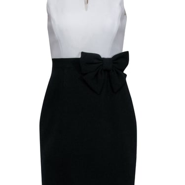 Kate Spade - Ivory &amp; Black Colorblock Sleeveless Sheath Dress w/ Bow Detail Sz 2