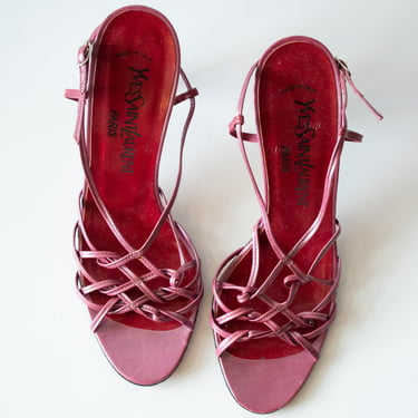 Vintage Yves Saint Laurent Burgundy Strappy Sandal 7.5
