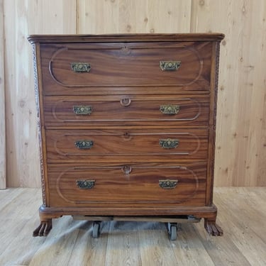 Antique English Regency Period Camphorwood Campaign Secretaire Chest of Drawers