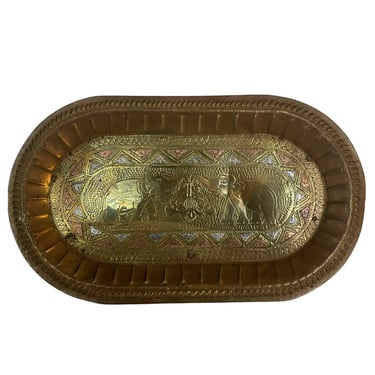 Elephant Tray Metal, Indian Elephant Tray Vintage, Indian Decor, Ethnic Brass Tray, Decorative Tray, Vintage Decor, Vintage Mixed Metal Tray 