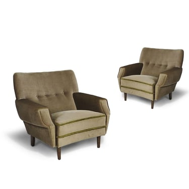 Pair of Scandinavian Lounge Chairs in Original Mohair