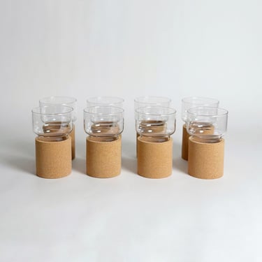 Vintage IKEA Glasses with Cork Holders, Ideal for Outdoor Dining, Made in Portugal, Rare! Buy in sets of 4 or set of 8. 