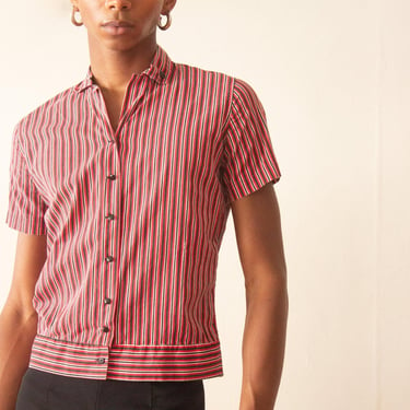 1950s Striped Cotton Short Sleeved Shirt 