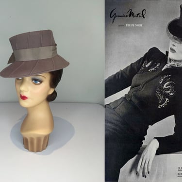 Suspicion Tears Us Apart - Vintage 1940s Gray Grey Wool Perch Fedora Doll StoveTop Hat 