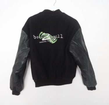 vintage "Born 2 Thrill" 1997 reality tour ONYX 2 black leather color block embroidered LETTERMAN jacket -- size large 