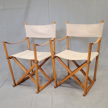 A Pair of Mid-Century 1960s Mogens Koch by Cado Mk-16 Folding Safari Directors Chairs