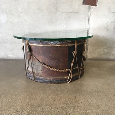 19th Century Bass Drum And Glass Coffee Table