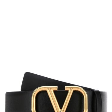 Valentino Garavani Men Black Leather Vlogo Belt