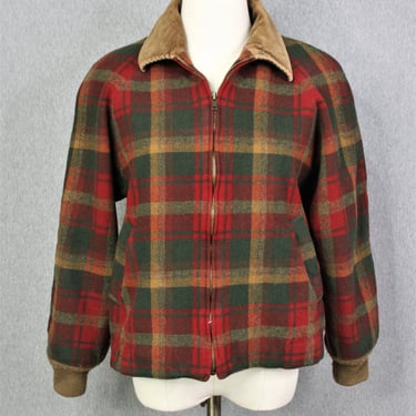 Pendleton - Wool Plaid - Bomber Jacket - circa 1990s - Womens - Estimated size L 