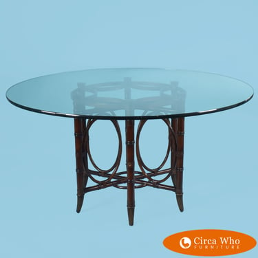 Faux Bamboo and Brass Round Dining Table