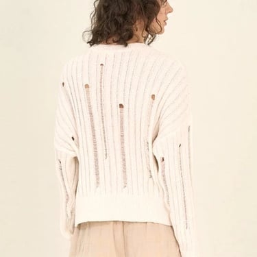 Grade & Gather - Loose Fit Summer Sweater Top - White