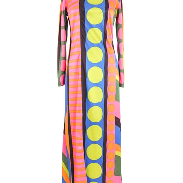 1970s Rainbow Op Art Jersey Dress