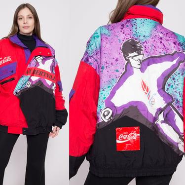 1992 Winter Olympics Albertville Coca Cola Sponsor Jacket - Men's XL | Vintage 90s Coca Cola Sponsor Puffy Ski Coat 