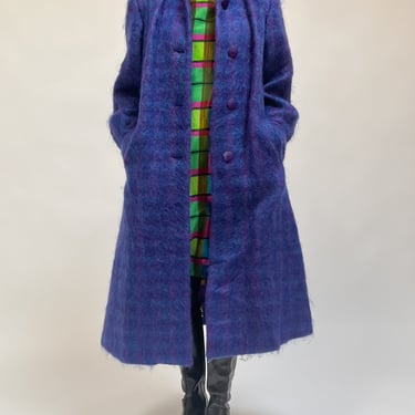 Violet Plaid Mohair Coat (L)