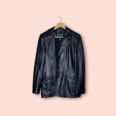 Vintage 90's Black Leather Danier Blazer Jacket, Size 6-8 