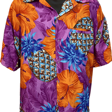 1980's Pineapple and Hibiscus Tiki Shirt Size XXL