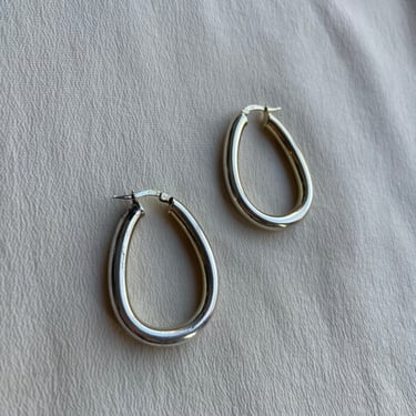 oblong hoop earrings silver large E359