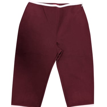 Staud - Maroon Cropped Pants w/ White Contrast Trim Sz L