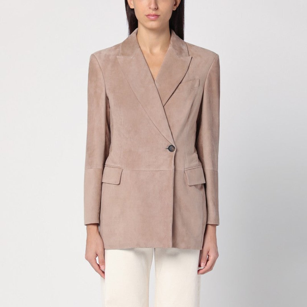 Brunello Cucinelli Beige Suede Jacket Women | Luosophy | San
