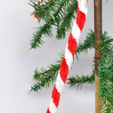 Vintage 1950's Chenille Candy Cane Christmas Tree Ornament 