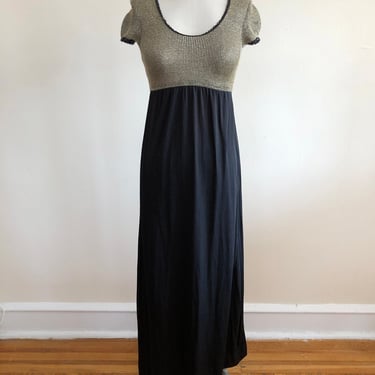Maxi Dress with Knit Lurex Top and Empire Waist  - 1970s 