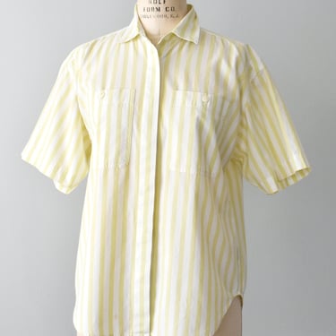 vintage striped blouse, 90s cotton button down shirt 