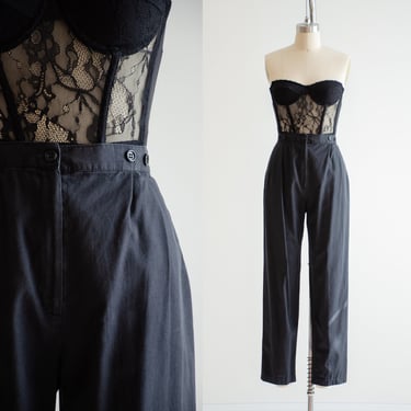 high waisted pants 80s 90s vintage black dark academia straight leg trousers 