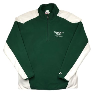 Vintage 90s/Y2K Russell Athletic Colorado State University Rams Football Team Issue Quarter Zip Fleece Pullover Size XL/XXL 