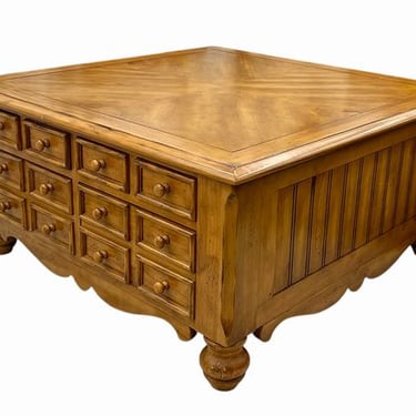 Vintage Square Walnut 12 Drawer Coffee Table