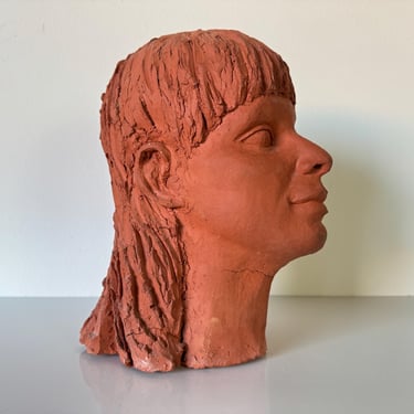 Vintage Terracotta Sculpture Bust of a Young Girl 