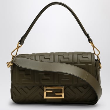 Fendi Dark Green Leather Baguette Bag Women