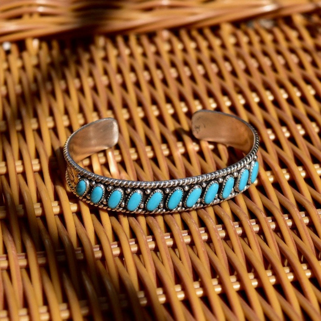 Vintage Bell Sterling Silver Turquoise Cuff Bracelet, Multi-Stone ...