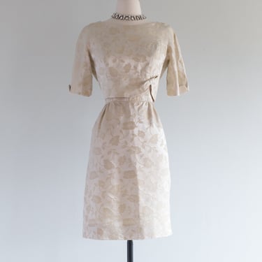 Darling 1960's Ivory Brocade Courthouse Wedding Dress Set / Medium
