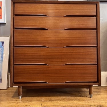 Mid Century Danish Inspired 5 Drawer Highboy